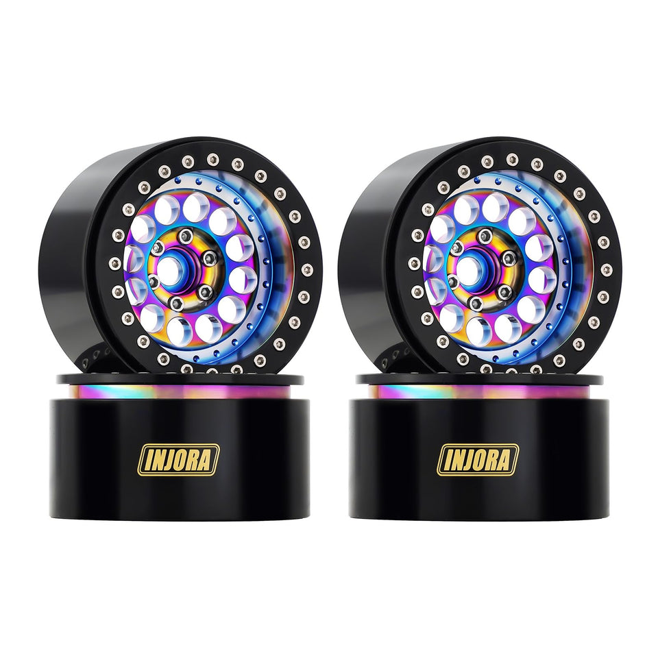 INJORA deep-dish beadlock rim 2.2in front view for rugged RC crawling
