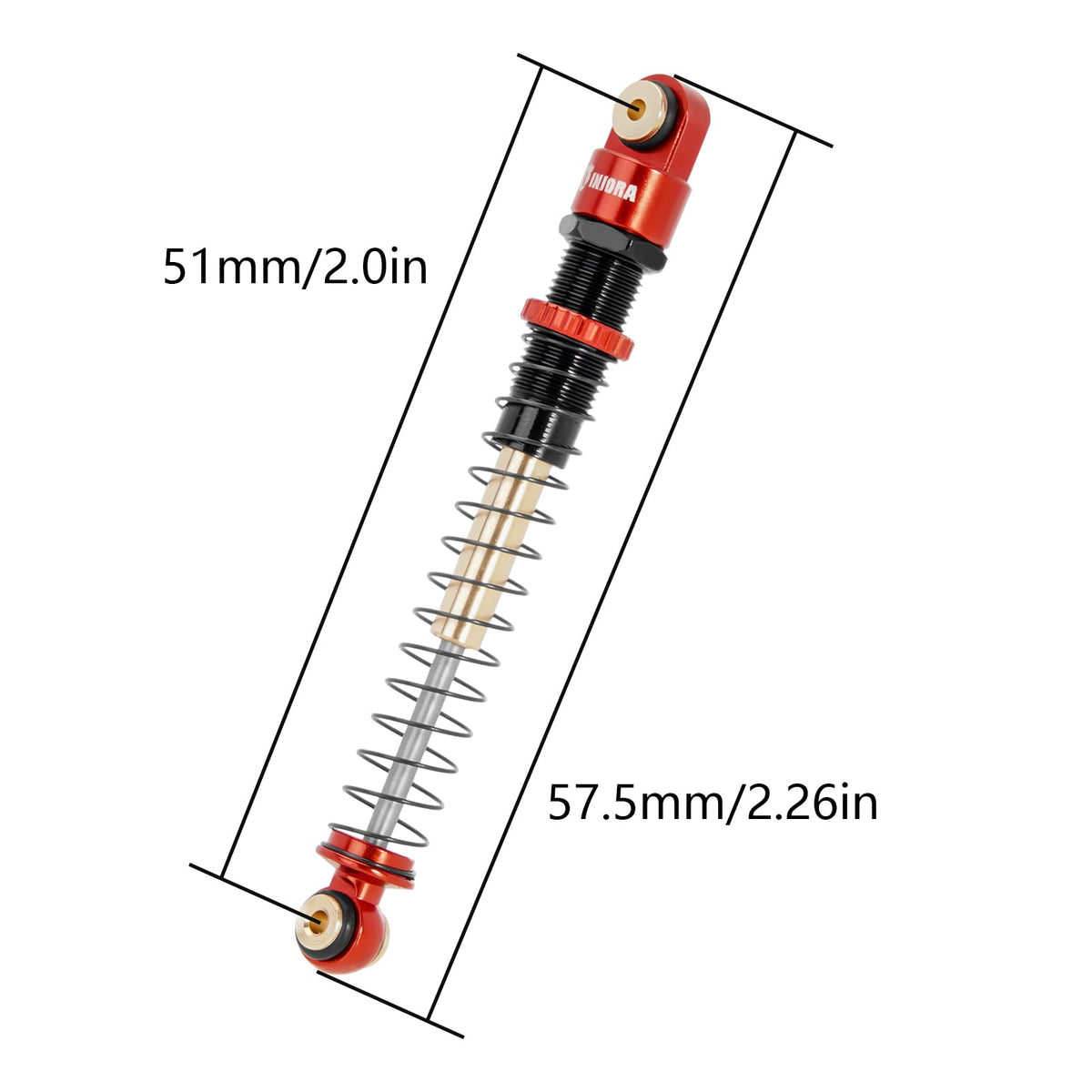 INJORA double-barrel 51mm shocks for AX24 with balanced damping.