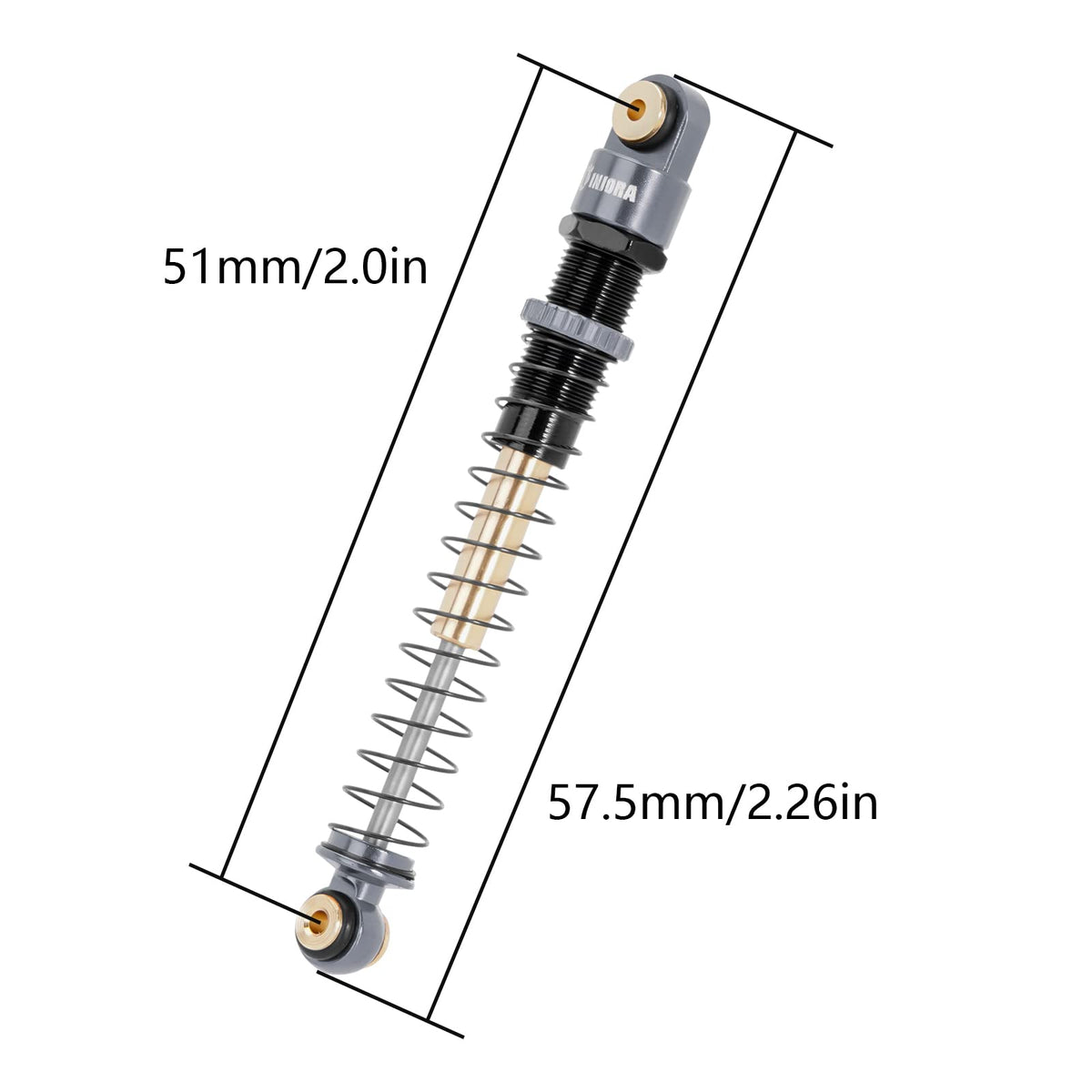 INJORA double-barrel shocks highlight telescopic design for extra travel.