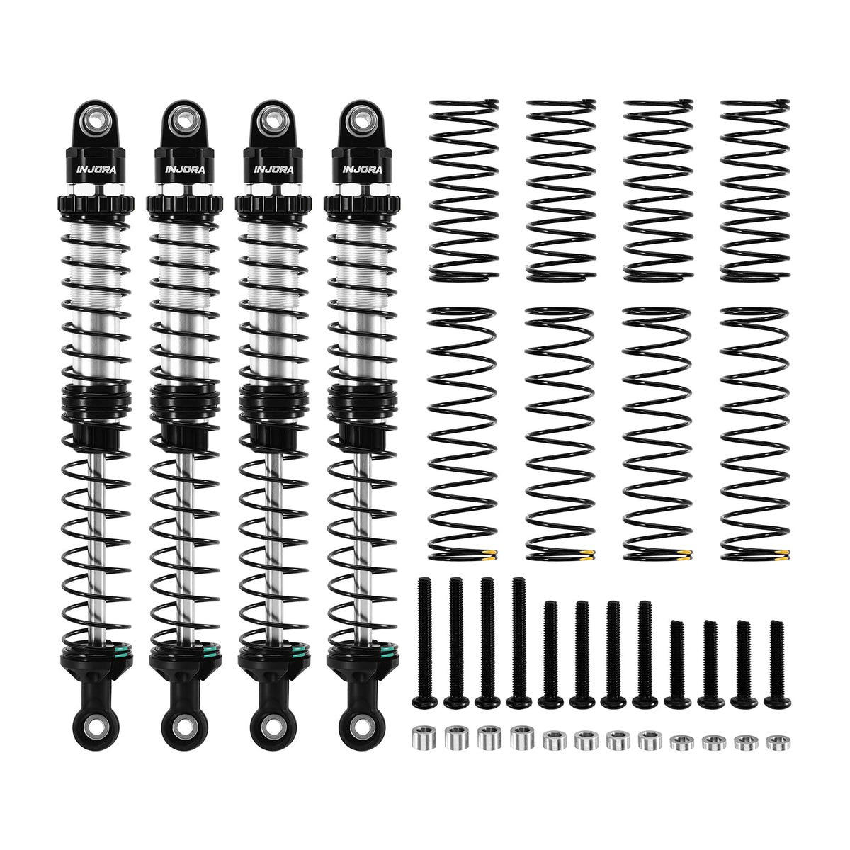 INJORA DRX 120mm dual-rate shocks body for enhanced stability and smooth handling on rugged trails.