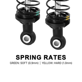 INJORA DRX 120mm dual-rate shocks springs enable tuning for small bumps and big hits.