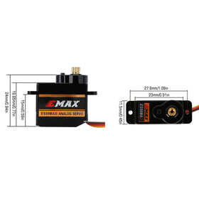 INJORA ES08MAII 12g servo side profile, durable metal gears for SCX24 upgrades.