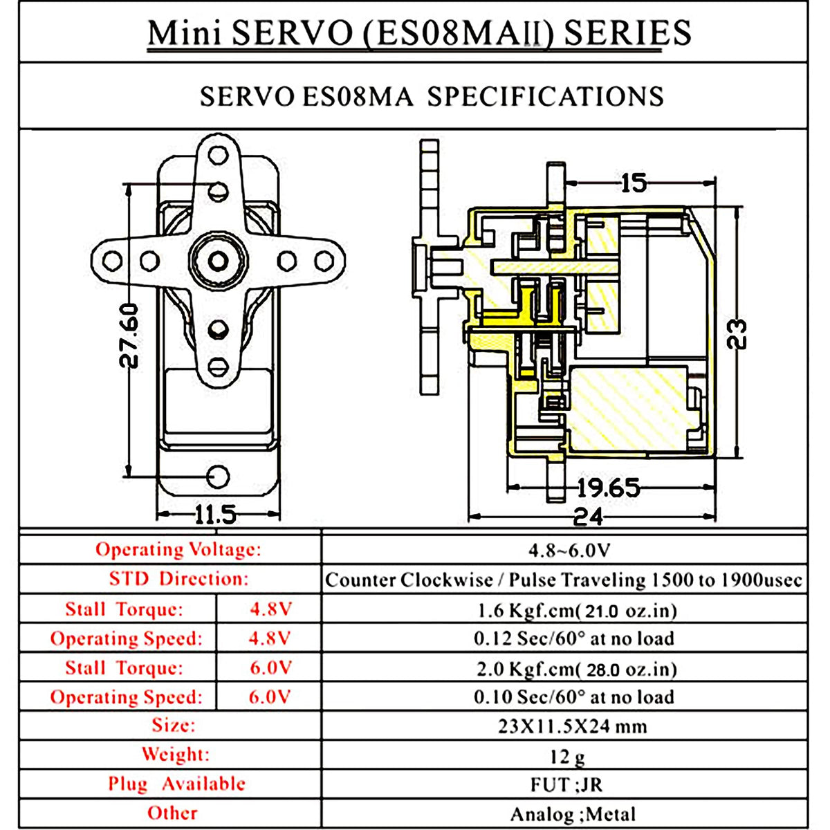 INJORA ES08MAII 12g servo compatibility AX24/SCX24, smooth upgrade option.