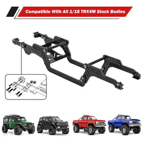 INJORA frame with multiple shock mounting points for precise suspension tuning.