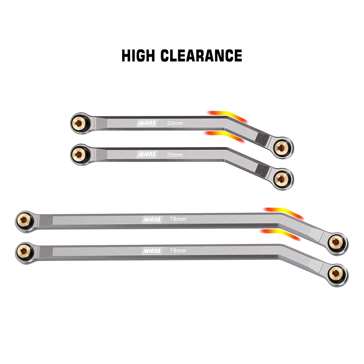 INJORA front 4 links aluminum RC crawler reduces rubbing near driveshaft for smoother crawling
