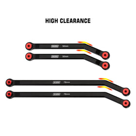 INJORA front aluminum links lift the drive train away from rubbing on the Gladiator.