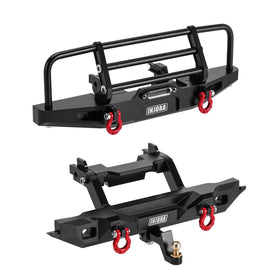 INJORA front bumper with LED lights for 1/18 TRX4M Defender enhances protection.