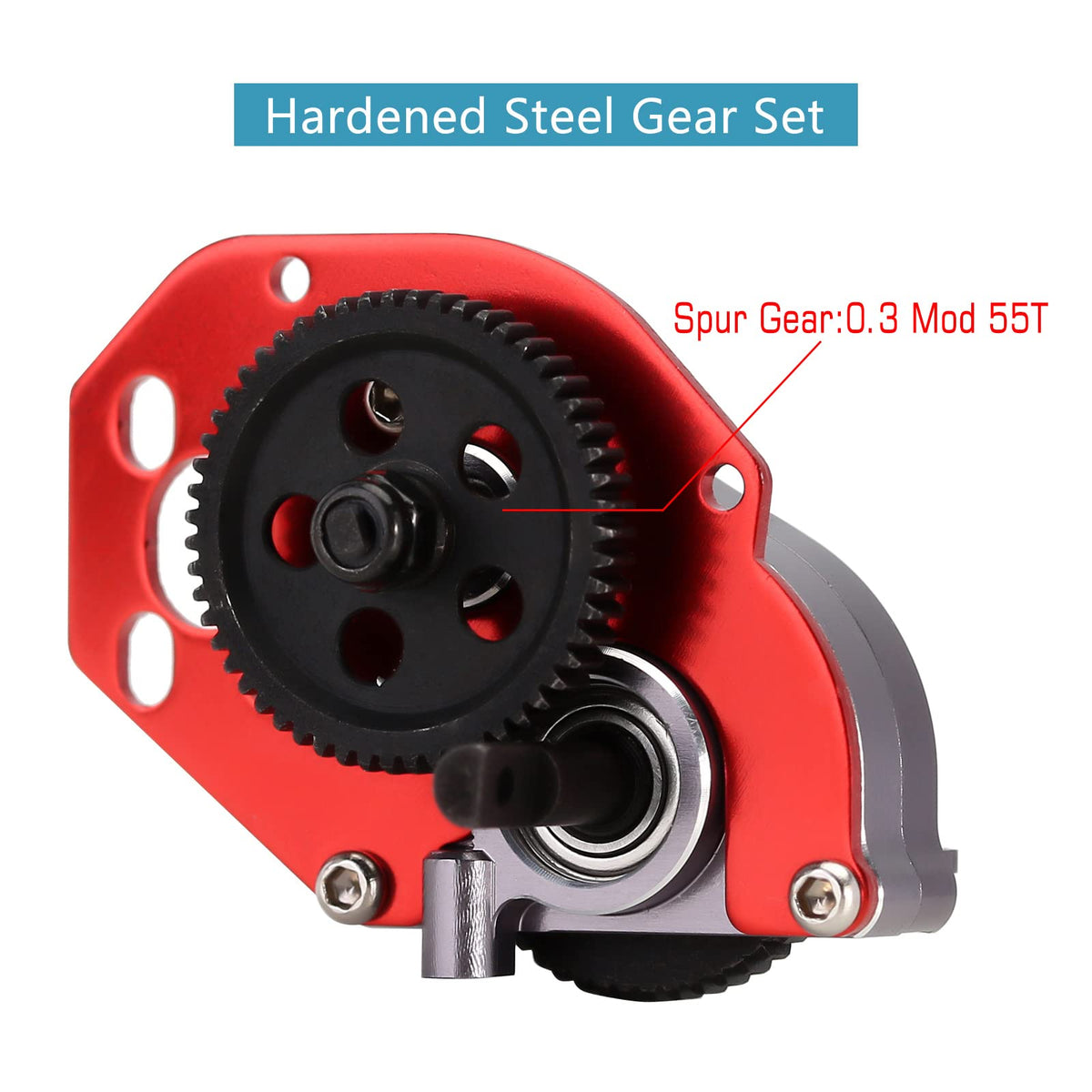 INJORA hardened gears upgrade transmission strength for reliable RC crawling.