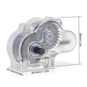 Hardened steel gears inside the INJORA LCG transmission
