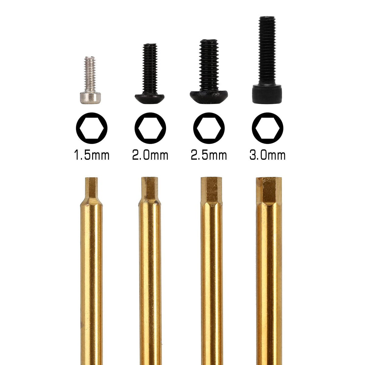 INJORA hex keys 1.5–3mm arranged for easy selection.