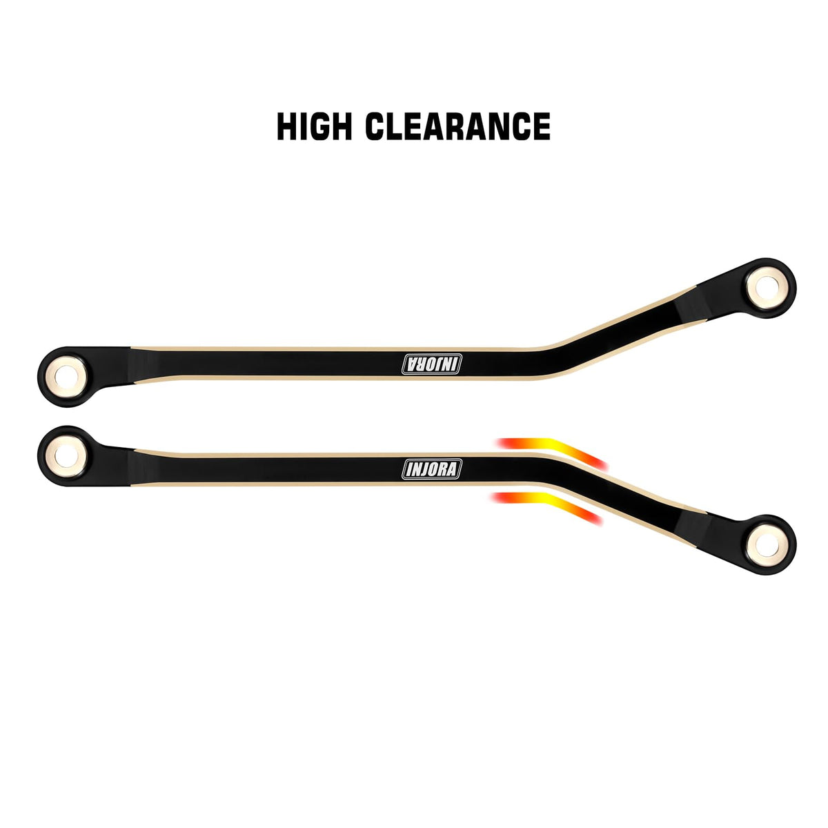 INJORA high-clearance angle for TRX4M helps navigate tough terrain.