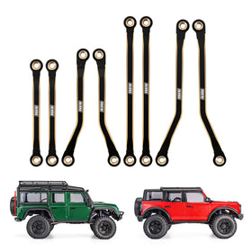 INJORA high-clearance brass chassis links with black coating for 1/18 TRX4M Defender Bronco