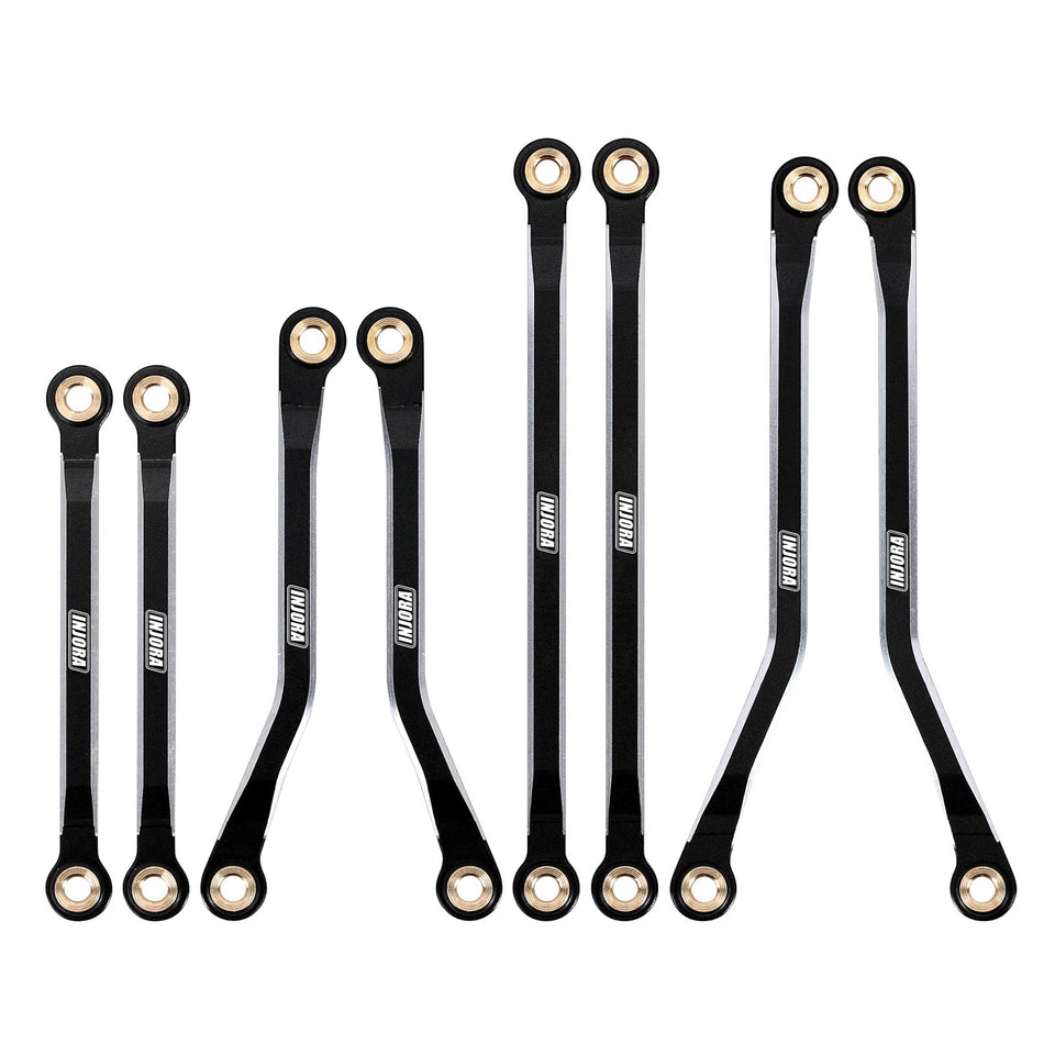 INJORA high clearance CNC aluminum chassis links for TRX4M Defender Bronco 1/18 improve climbing clearance.