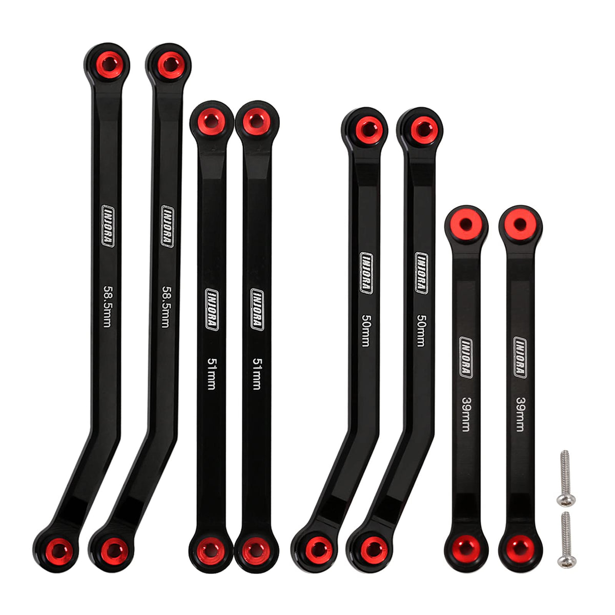 INJORA high clearance front 4-links set mounted on SCX24 for enhanced articulation.