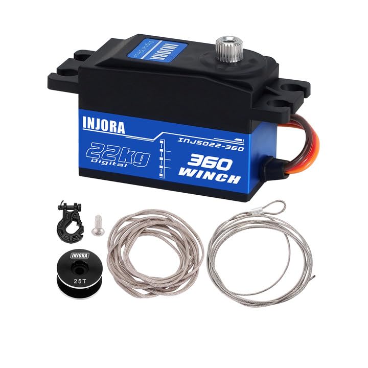 INJORA INJS022-360 front view highlights compact servo for RC crawlers