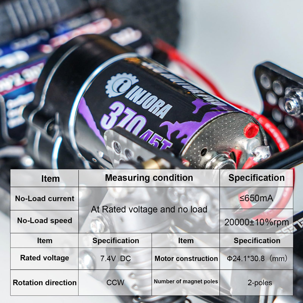 INJORA IPX6 waterproof rating protects electronics during outdoor runs.