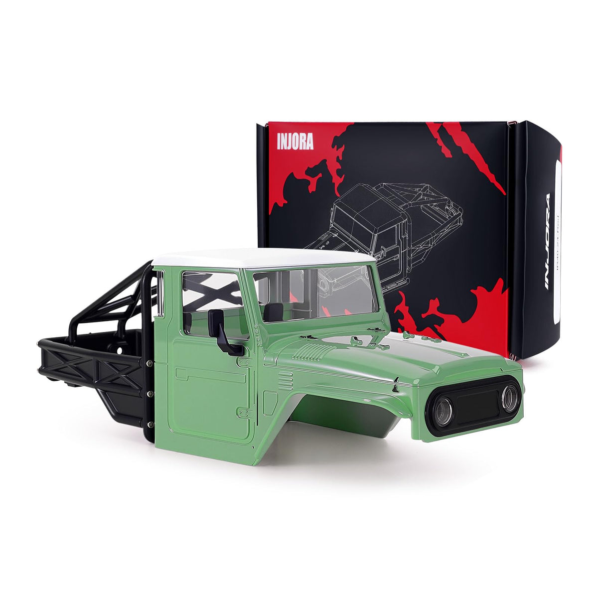 INJORA IR40-24 front view shows rugged half-truck body for SCX24 off-road builds.