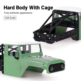 INJORA IR40-24 rear cage view emphasizes protective roll cage realism.