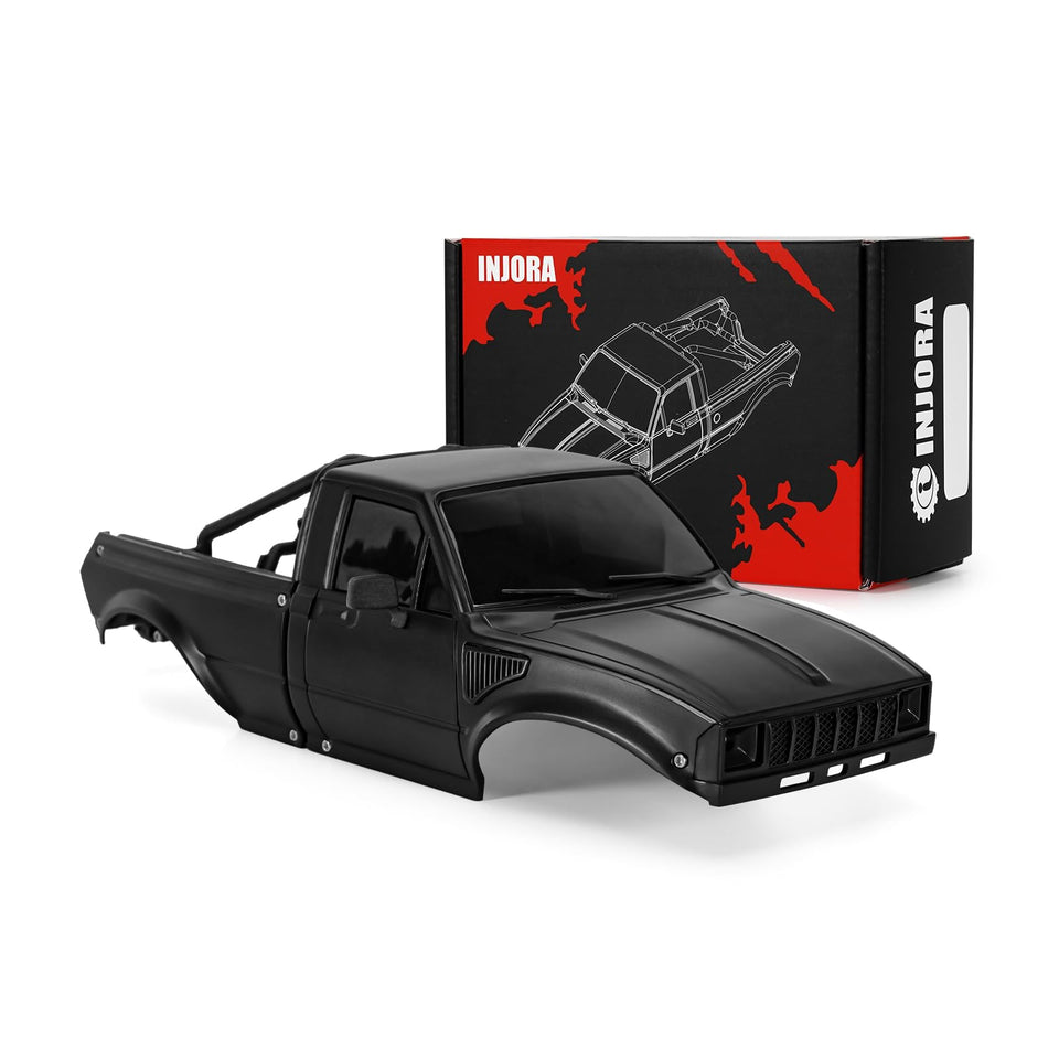 INJORA IR60-24 pickup hard body shell with bed rack adds scale realism to 1/24 RC crawlers