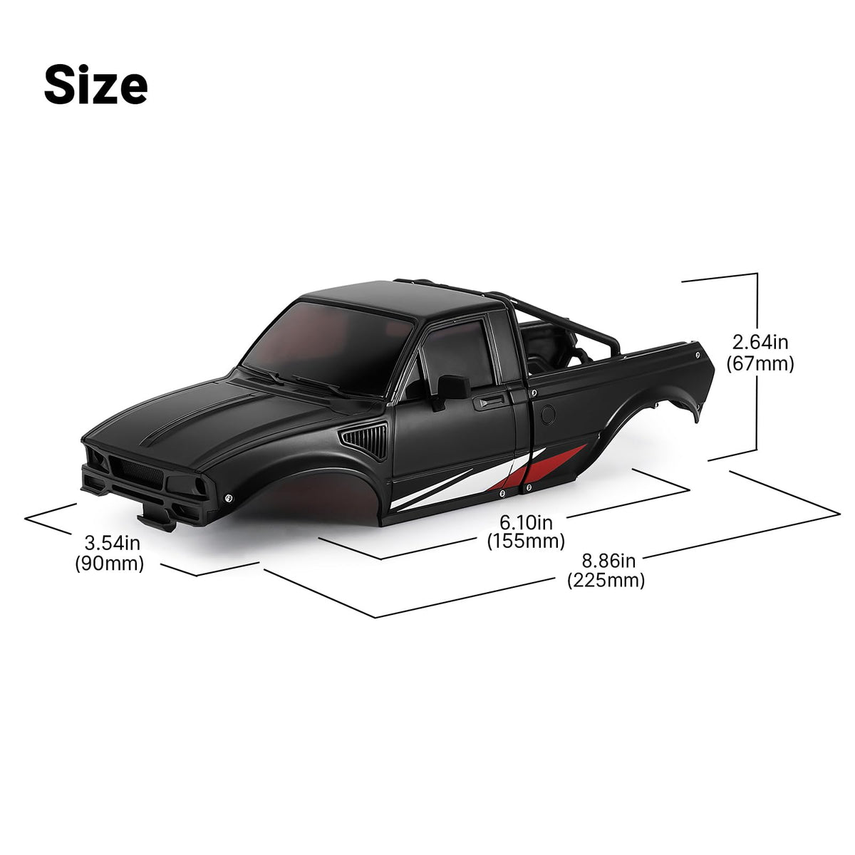 INJORA IR60 shell front clipless mounting; enables quick access to chassis and battery