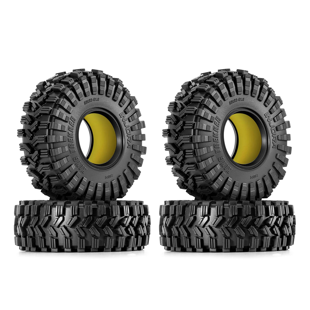 INJORA King Trekker tire tread close-up showing S5 compound for strong grip.