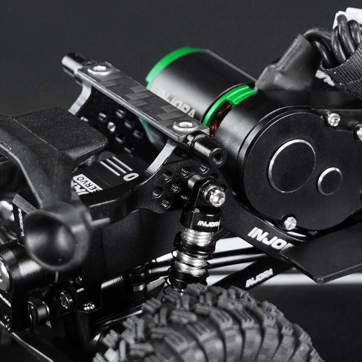 INJORA LCG aluminum chassis triple-row shocks for tuning options