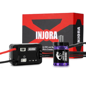 INJORA MBL32 G2 waterproof ESC close-up showing compact integration for micro crawlers