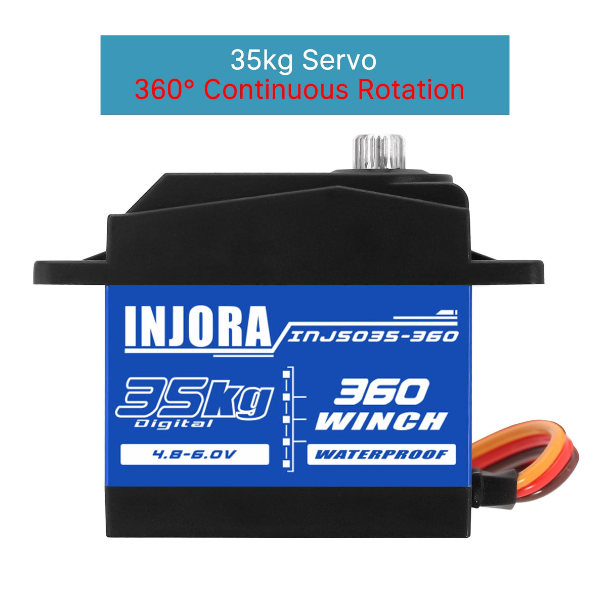 INJORA servo with reinforced metal gears for smooth, quiet operation