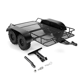 INJORA metal hitch trailer front view demonstrates sturdy build for SCX24 towing