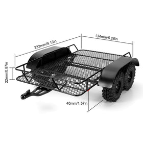 INJORA metal hitch trailer rear view highlights dual-axle stability in use