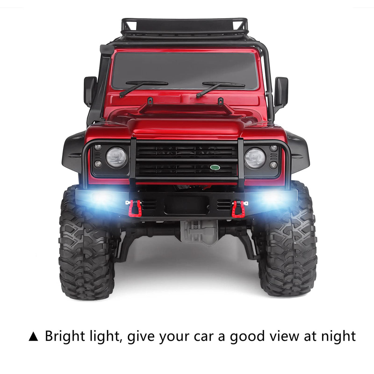 Metal tow hook and LED light add realism.