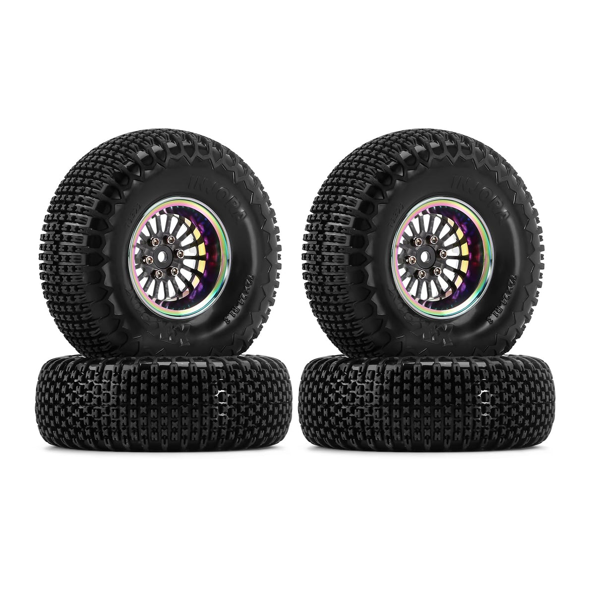 INJORA ModuWheel 18-Spoke rainbow beadlock wheels for stable RC crawls