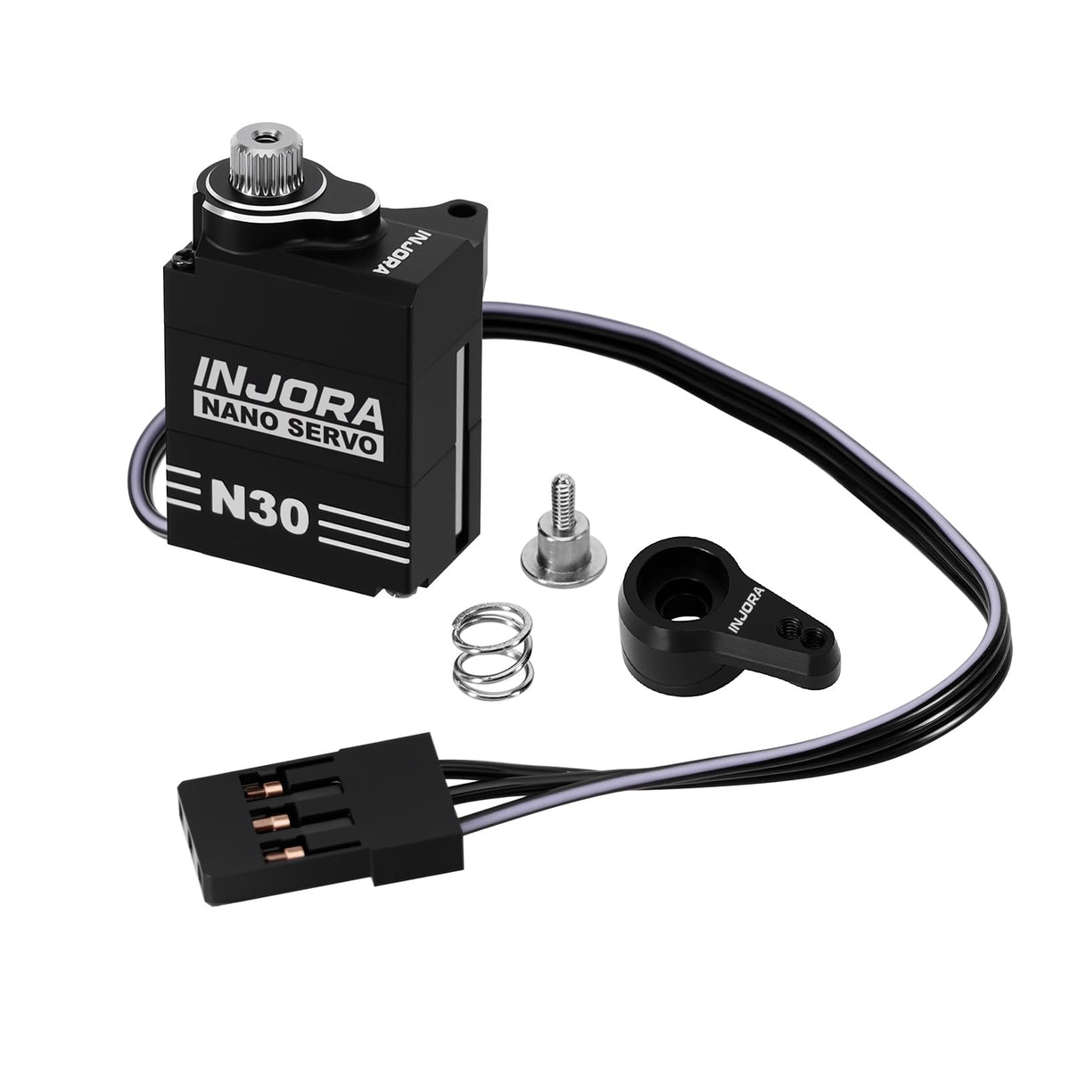 INJORA N30 Nano Servo gear set highlights durable metal gears for tougher steering.