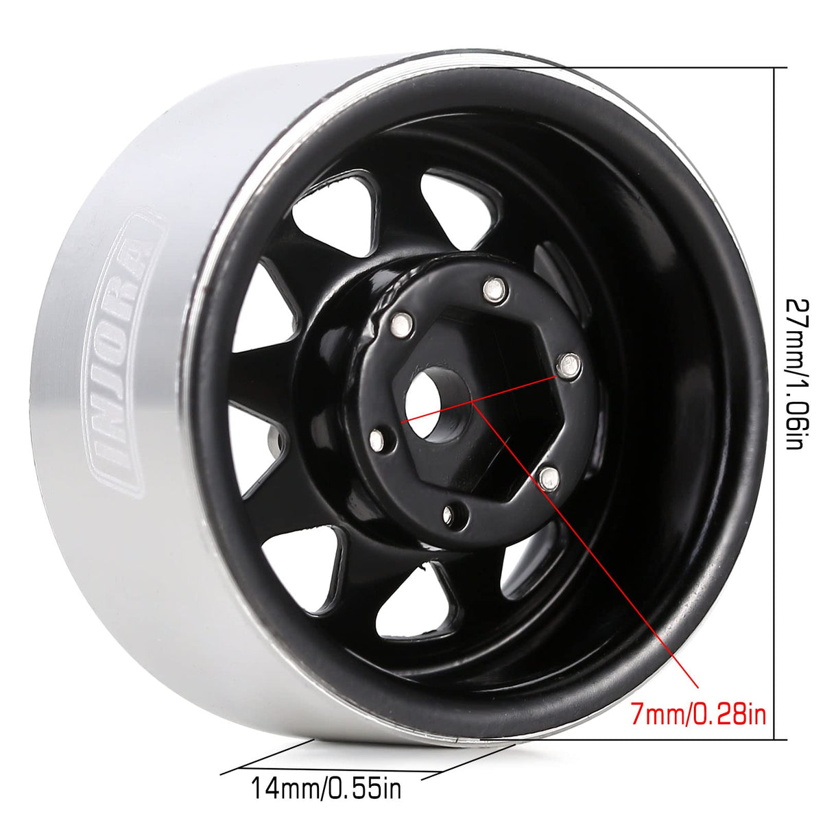 INJORA negative offset minus three point seven eight millimeters improves stability.