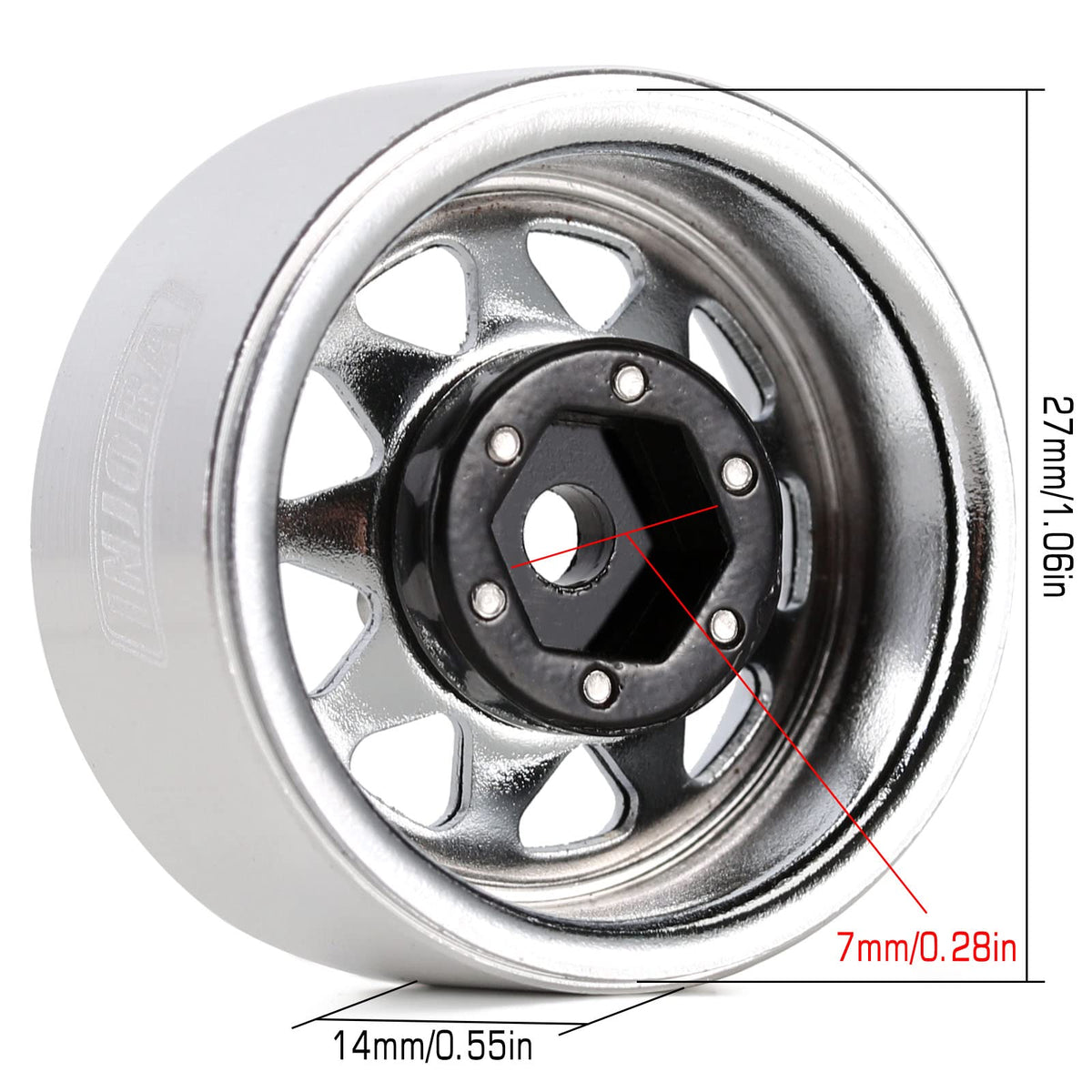 INJORA negative offset -3.78mm improves stance and stability on rugged terrain.