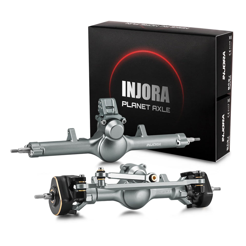 INJORA plus4mm planet front axle differential housing enhances scale realism and stability.