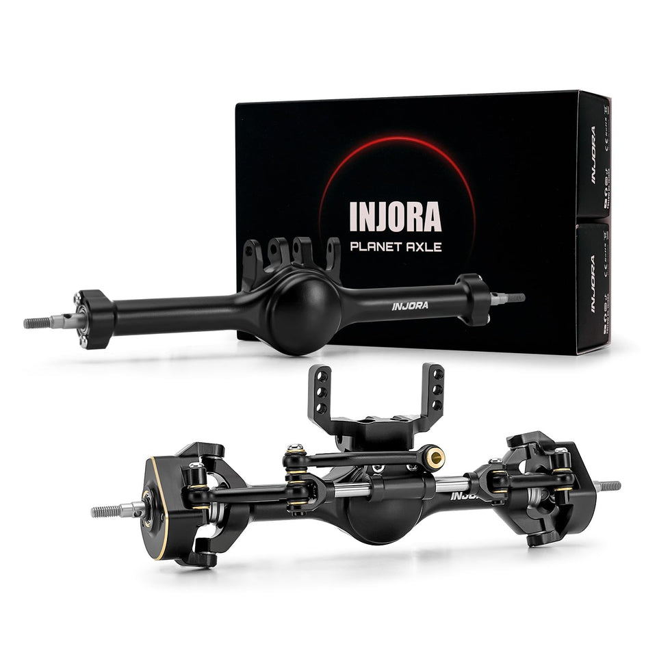 INJORA plus7mm planet front axle for improved stability and control on 1/18 scale crawlers