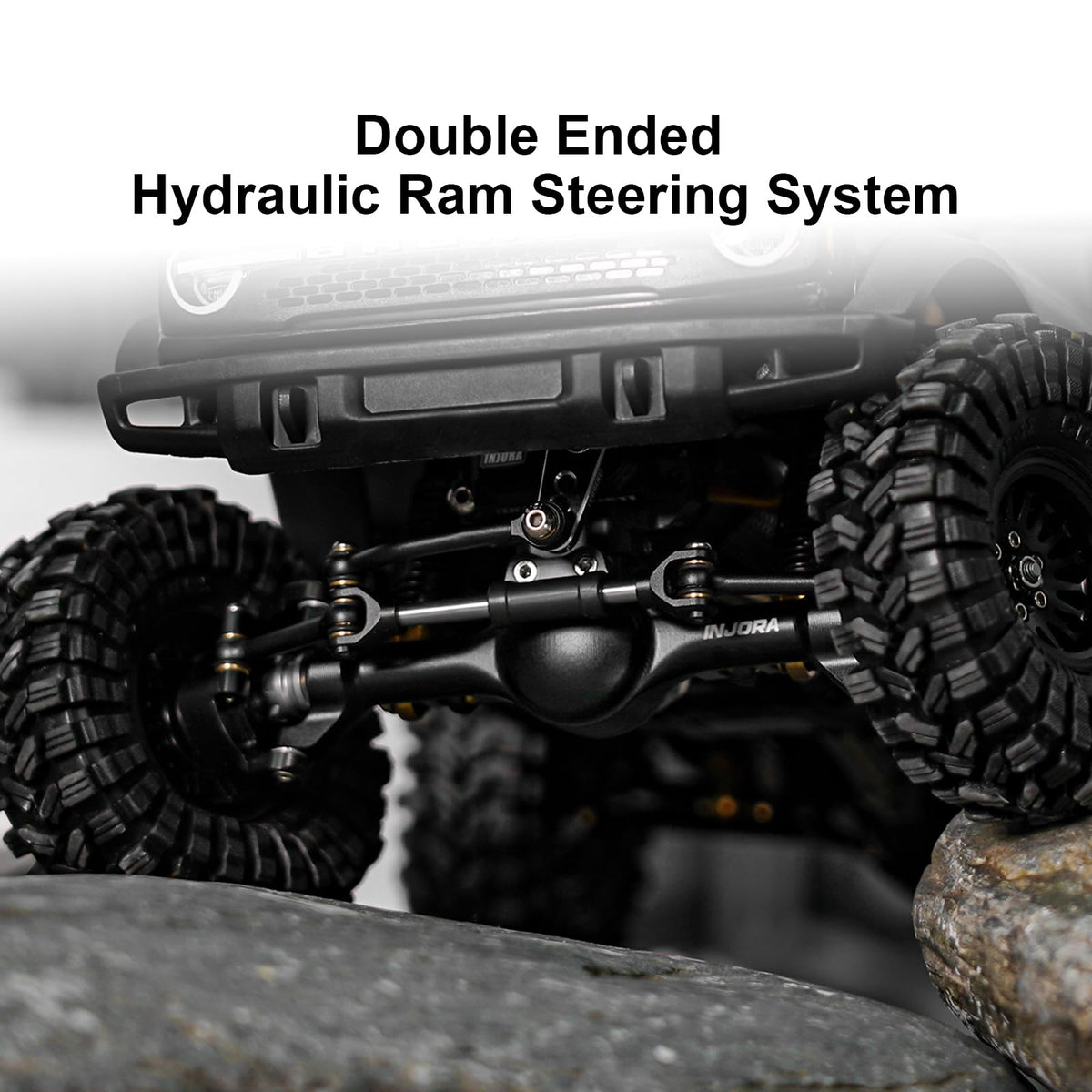 INJORA plus7mm planet rear axle enhances balance and traction during climbs
