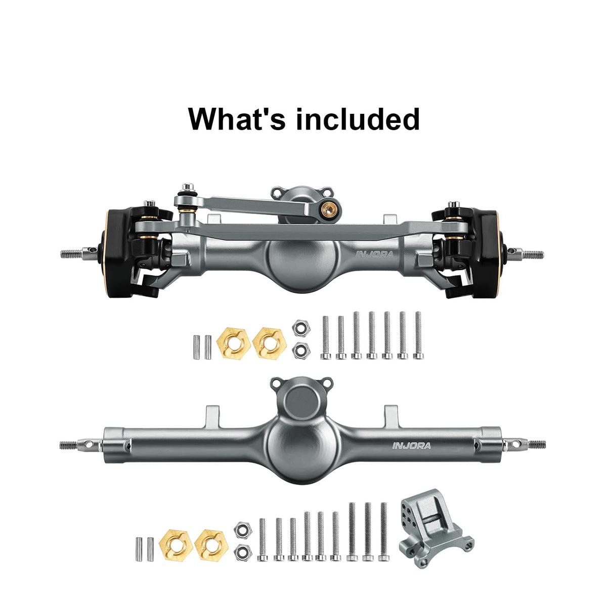 INJORA precision CNC aluminum steering link keeps compact, clean geometry.