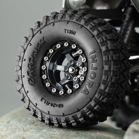 INJORA grey beadlock wheel ready for rugged RC crawlers.