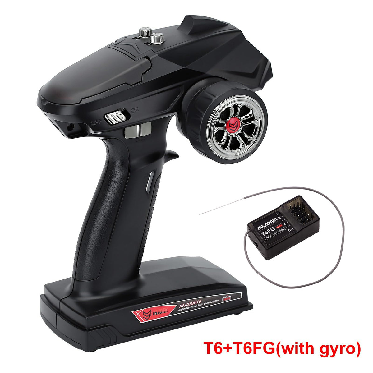 INJORA RC crawler setup with transmitter demonstrates mixed-channel control flexibility.