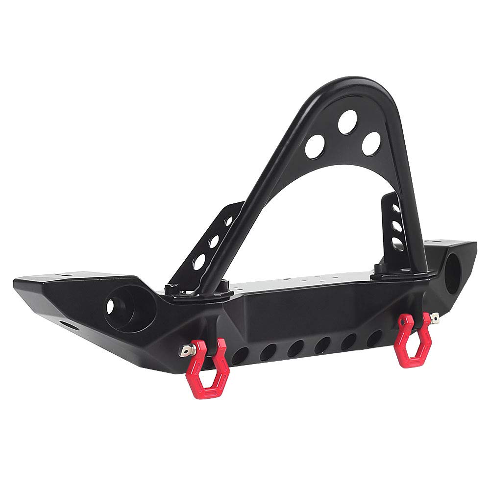 INJORA RC front bumper in aluminum triangle design protects TRX-4 and SCX10 crawlers during rugged climbs