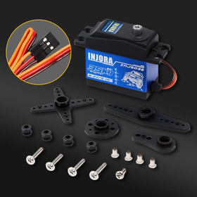 INJORA RC Servo 35kg torque packaging includes servo for quick setup.
