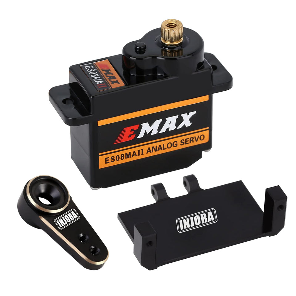 INJORA RC servo steering in brass black finish offers precise control for AX24.