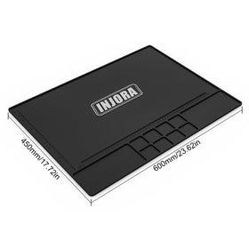 INJORA RC Silicone Pit Mat with measurement scale aids quick, accurate sizing during repairs.
