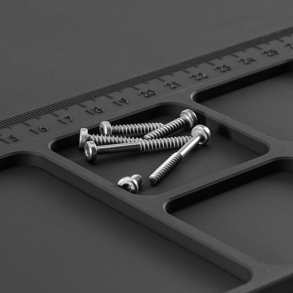 INJORA RC Silicone Pit Mat offers organized slots to separate screws, nuts, and tiny components.