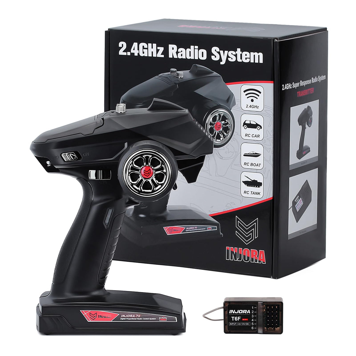 INJORA RC Transmitter front face enables precise steering control