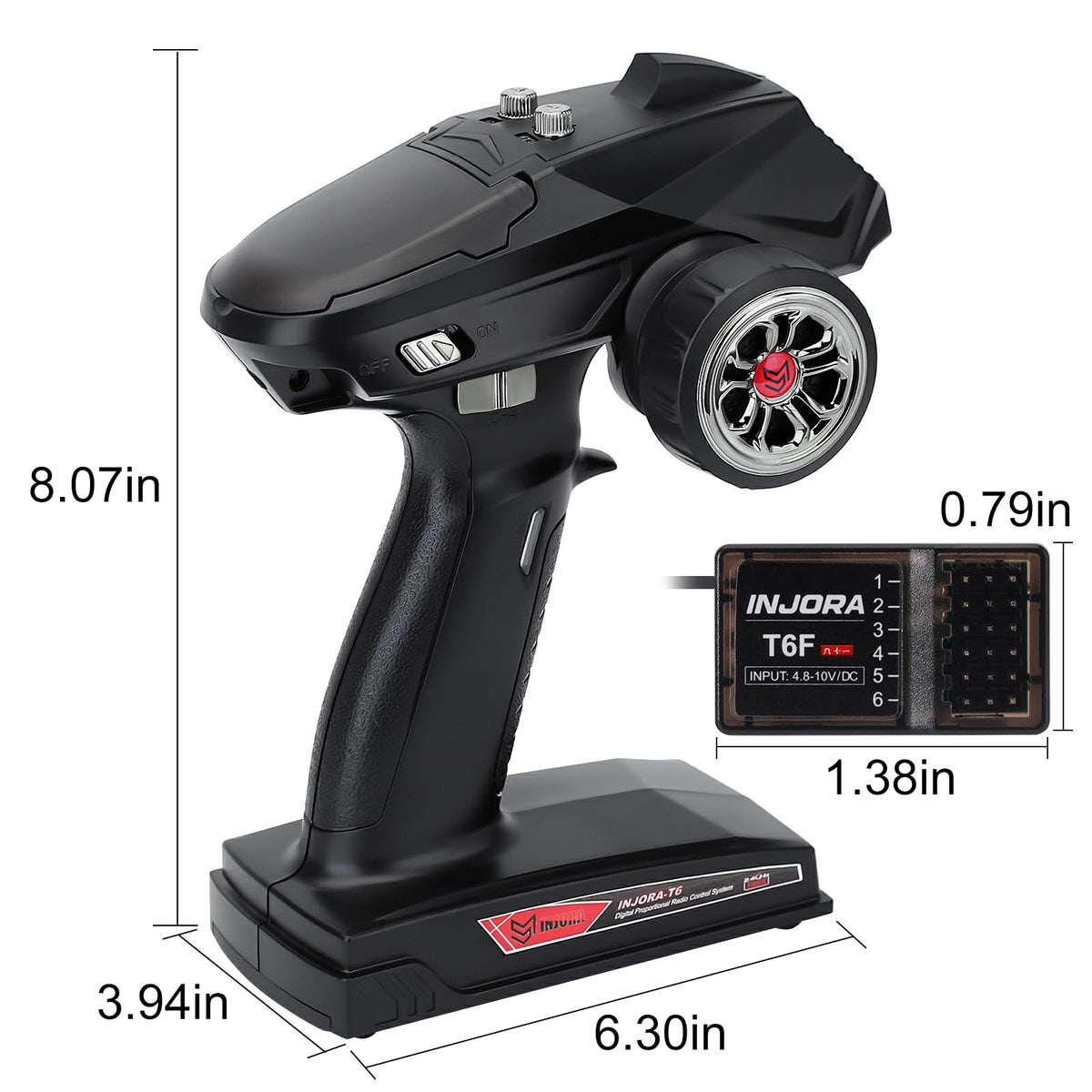 INJORA RC Transmitter top antenna ensures stable long-range operation