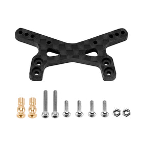 INJORA rear carbon- and aluminum shock tower with mount enhances rear stability.