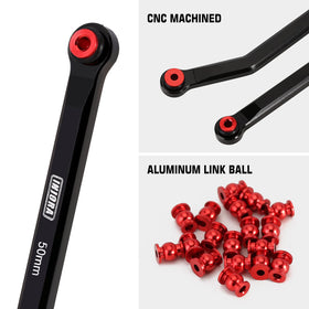 Replacement of plastic links reduces axle wrap and improves control during climbs.
